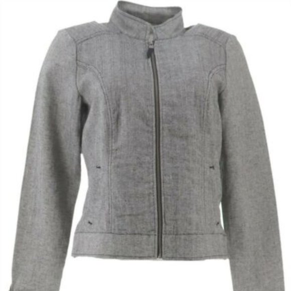 NWT LIZ CLAIBORNE NY HERRINGBONE BLACK ZIP JACKET 8 & 16 - Picture 2 of 15